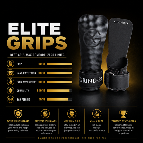 GRIND-RX Elite Grips (kein Chalk) + gratis Schweißbänder